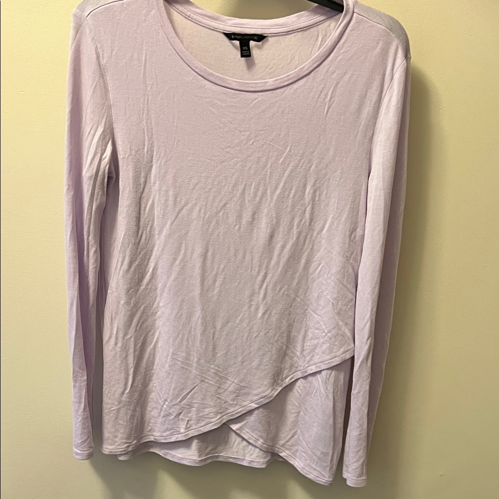 Banana Republic Light Lilac Long-Sleeve Overlap Hem Top